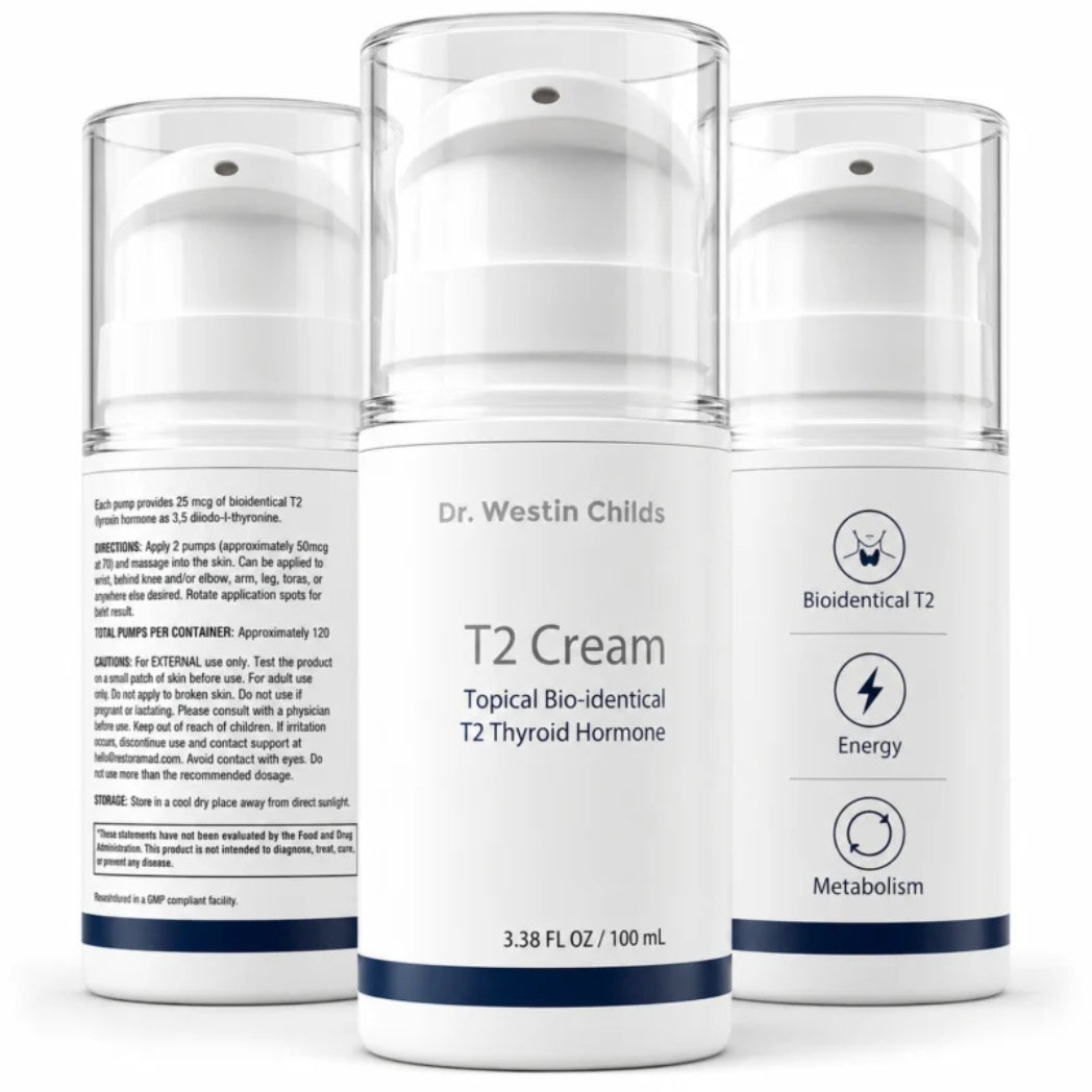 T2 Cream Topical Bio-Identical T2 Thyroid Hormone (60 Serving)