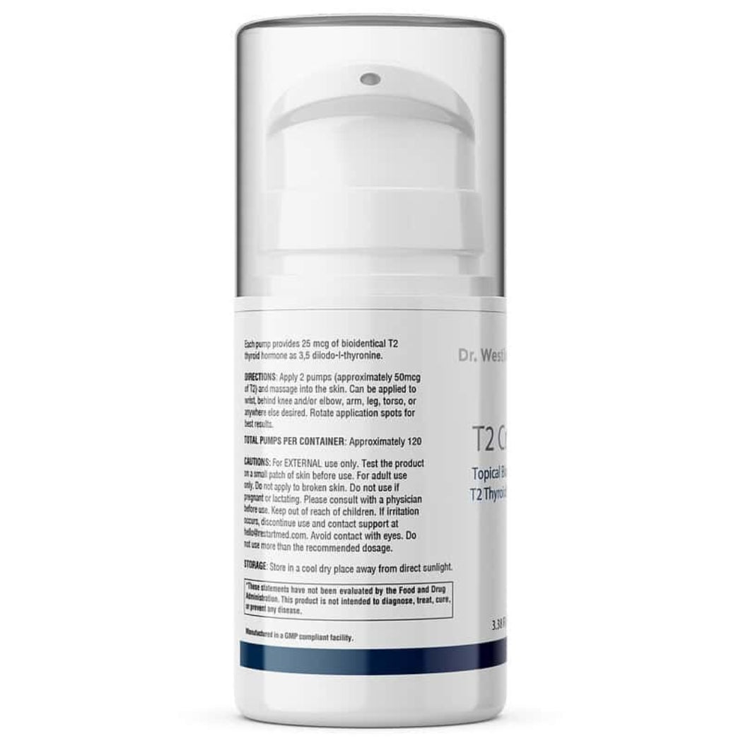 T2 Cream Topical Bio-Identical T2 Thyroid Hormone (60 Serving)